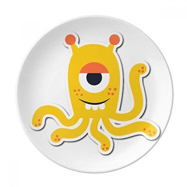 Imagem de Prato de monstro amarelo do universo e alienígena de porcelana decorativa Salver louças de jantar