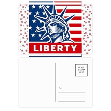 Imagem de Bandeira dos EUA com estampa de estátua de Natal com liberdade Cartão postal Cartão de Bênção