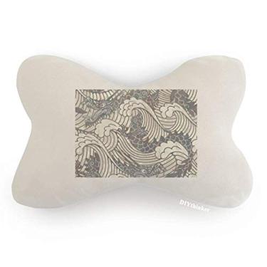 Imagem de DIYthinker China Blue Dragon Wave Line Painting Repeat Car Trim Neck Decor Pillow Almofada para encosto de cabeça