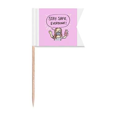 Imagem de Sinalizadores de palito de dente Stay Safe Everyone Facehead Respirador para festas, bolos, comidas e queijos