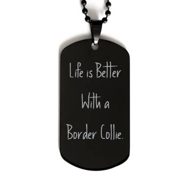 Imagem de SpreadPassion Cool Border Collie Dog Gifts, Life is Better with a Border Collie, etiqueta preta para cachorro Border Collie