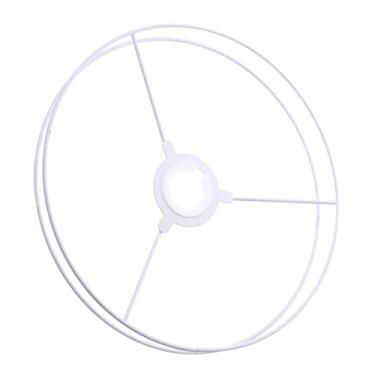 Imagem de Veemoon Rack De Anel De Abajur Suporte De Luz De Chão Quadro De Abajures Pendurados Anel De Tambor Faça Você Suporte De Abajur De Ferro Anel De Moldura De Abajur Arame Branco Metal Manual