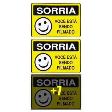 Imagem de Combo 10 Placas De Sinalização Sorria Você Está Sendo Filmado 20x15 Acesso - P-25 F9e
