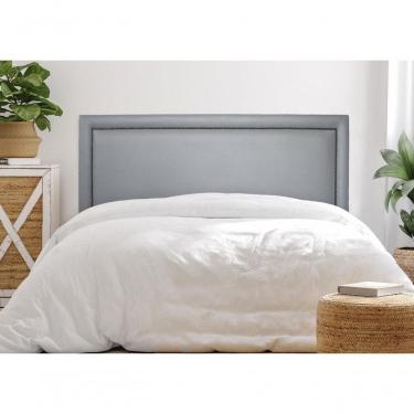 Imagem de Cabeceira Queen Reta Luxo 160x60 Courino Cinza - Tachas Fumê