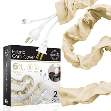 Imagem de Cordinate Capa para cabo de tecido, pacote com 2, 1,8 m, gerenciamento e ocultação de cabos ótimo para lâmpadas, luminárias e mesas, champanhe, 48660