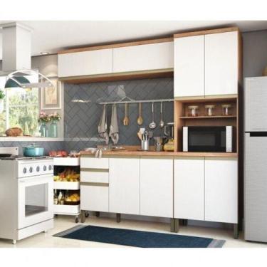 Imagem de Cozinha Modulada Compacta Com 4 Peças 9 Portas 2 Gavetas E Espaço Micr