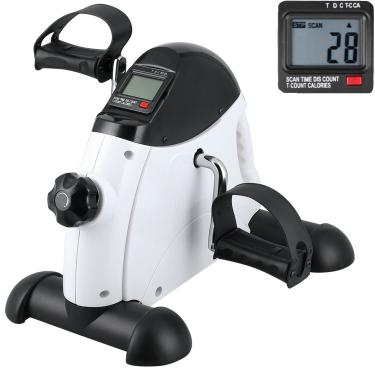 Imagem de Mini bicicleta ergométrica, pedal de bicicleta Uten sob a mesa, peddler exercitador, máquina portátil de peddler braço e perna com telas LCD (branca)