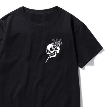 Imagem de Camisetas Estampadas Thug Life Skull Roses Smile Skull Dead Inside Ten