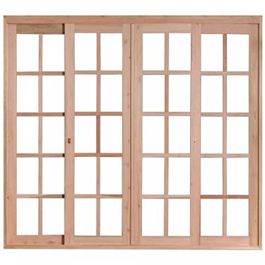 Imagem de Porta Janela com 2 Caixilhos de Correr e 2 Caixilhos Fixos para Vidros Quadriculados sem Venezianas Rondosul Natural