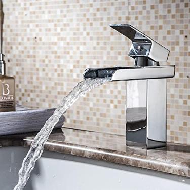Imagem de Torneira Monocomando Cromada Cascata Quadrada Baixa Calha