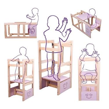 Imagem de Torre De Aprendizagem Montessoriana Regulagem De Altura 4x1 Premium Desing Moderno Rosa