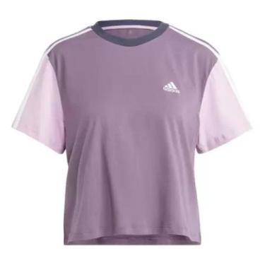 Imagem de Camiseta Cropped Adidas 3 Listras Color Block Feminina