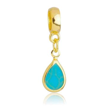 Imagem de Pingente Berloque Cristal Jade Gota Pandora Banhado a Ouro 18k