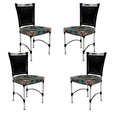Imagem de 4 Cadeiras em Alumínio e Fibra Sintética JK Cozinha Edícula