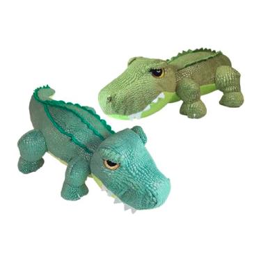 Imagem de Crocodilo Jacaré Pelúcia Olho Brilhante Brinquedo 35Cms (Kit 2 Cores)