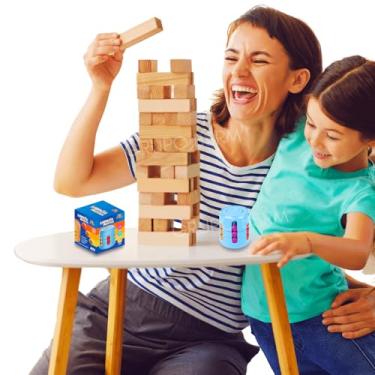 Imagem de Jogo Caiu perdeu edição premium Kit torre de madeira blocos de empilhar infantil com Cilindro Mágico Latinha Mágica brinquedo criança 6 anos presente para menino menina jogos de tabuleiro destreza