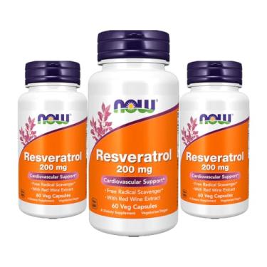 Imagem de Now Foods Resveratrol 200mg Extrato Vinho Tinto 60Caps 3 unidades Produto Importado