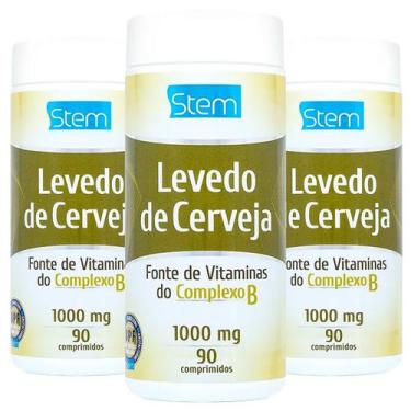 Imagem de Kit 3 Levedo De Cerveja 1000Mg Stem Pharmaceutical 90 Comprimidos