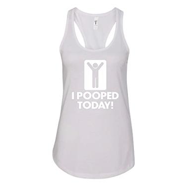 Imagem de Camiseta regata feminina com estampa de humor engraçado I Pooped Today, Branco, XG