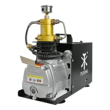 Imagem de TUXING Compressor elétrico submersível de desligamento manual de 4500 psi/30 MPa/300 bar com sistema de resfriamento duplo de água/ventilador para carregamento de tanque submersível (TXES031)