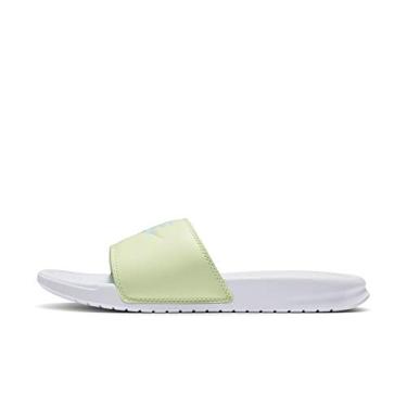 Imagem de Nike Women's Benassi Just Do It Slide Sandal (White/Glacier Ice-Barely Volt, numeric_8)