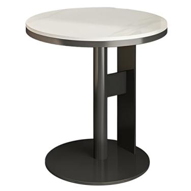 Imagem de Mesa Lateral Redonda, Mesa Final Com Laje De Pedra E Base De Metal, Mesa Lateral Que Economiza Espaço Para Sala De Estar, Quarto, Sofá De Escritório (Color : STYLE 1, Size : 15.74x23.62in)