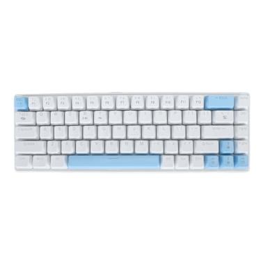 Imagem de Dpofirs Mini teclado para jogos 60%, teclado RGB retroiluminado 61 teclas sem fio com bateria de 2000 mAh, Hot Swappable, teclado de escritório para laptops e tablets (azul e branco)