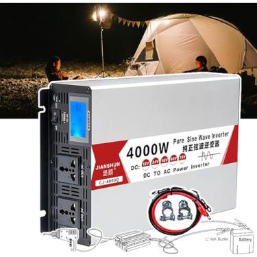 Imagem de Inversor De Energia De Onda Senoidal Pura, Com Display + Porta Usb + 2 * Universal, 12v/24v/48v/60v Dc Para 110v/220v Conversor Ac, ProteçãO MúLtipla, Carro/CaminhãO/Rv,4000W-12vto110V