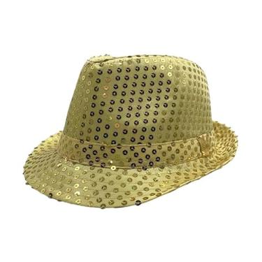 Imagem de yilibllii Boné de desempenho brilhante unissex de lantejoulas ao ar livre boné mágico multifuncional chapéu mostra adereços chapéu 58-60 cm, Amarelo, Tamanho Único