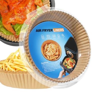 Imagem de Somoga Forros de papel para fritadeira de ar grosso papel de pergaminho descartável antiaderente 100 peças para forros de fritadeira a ar 3-5 litros cesta de micro-ondas papel manteiga resistente a