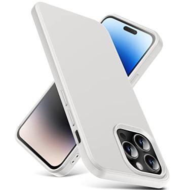 Imagem de YSLBWLE Capa para iPhone 14 Pro, capa fina de silicone líquido, à prova de choque, capa fina para iPhone 14 Pro, capa protetora de câmera de corpo inteiro - bege 2-IP14P-04