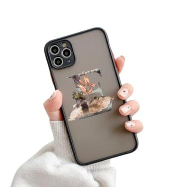 Imagem de Capa de telefone com letra inicial para iPhone X XR XS 13 12 11 14 Pro Max 7 8 Plus SE2 Retro Flower Gold AB 26 letras Capa à prova de choque, E, para iphone14 pro max