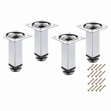 Imagem de Kit 4 Pé Para Móveis Quadrado Cromado 10cm Regulável