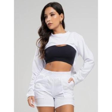 Imagem de Casaco Super Cropped Manga Longa Feminina Moda Casual-Feminino