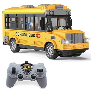 Imagem de Dollox RC Ônibus Escolar Controle Remoto Veículos Carro Controle Remoto Carro Carro com Luzes LED Brinquedo de Ônibus Escolar, Presente para Crianças Crianças