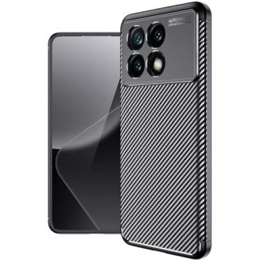 Imagem de Capa Capinha Anti Impacto Para Xiaomi Poco X6 5g Case Com Desenho Fibra De Carbono Shock Queda (Preta)