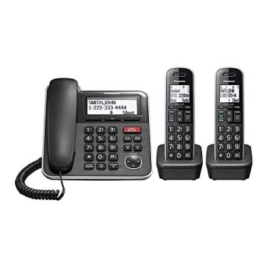 Imagem de Sistema telefônico expansível com/sem fio Panasonic com secretária eletrônica e bloqueio de chamadas com um toque – 2 aparelhos - KX-TGB852B (preto)