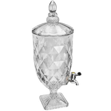 Imagem de Suqueira de Cristal com Pé 5 Litros Diamond Lyor Transparente com Torneira Dispenser para Bebidas