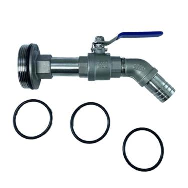 Imagem de Fenteer Dn50 Tambor Válvula Esférica Rosca de 2 polegadas para Recipiente Exterior Balde de Água, Comprimento 21cm