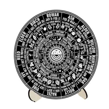 Imagem de Fenteer Placa de radiestesia de madeira calendário ferramentas de placa de gravura em madeira, estilo B