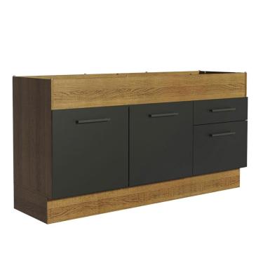 Imagem de Balcão De Pia 150 Cm 2 Portas E 2 Gavetas Rustic/Preto