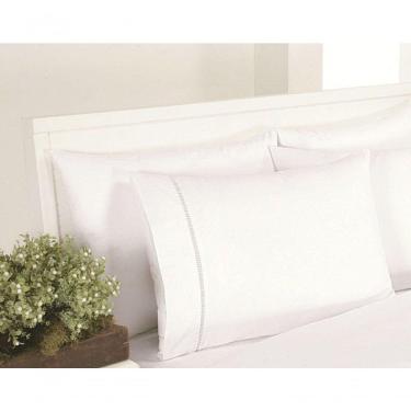 Imagem de Fronha Para Travesseiro Avulsa Ponto Palito Micropercal Branca