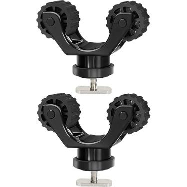 Imagem de Suporte para raquete de caiaque, suporte para raquete para montagem em pista de caiaque e acessórios para pás de caiaque, suporte padrão para eixo de pá de segurar rápido e silencioso, pacote com 2, preto