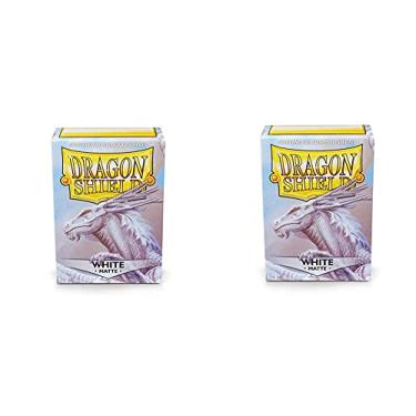Imagem de 2 Packs Dragon Shield Matte White Standard Size 100 ct Card Sleeves Value Bundle!