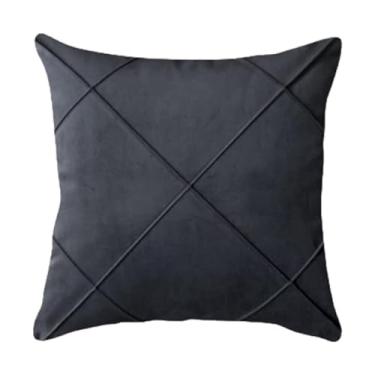 Imagem de Capa para Almofada Drapeada em Veludo Quadrada 60x60 Cinza Chumbo