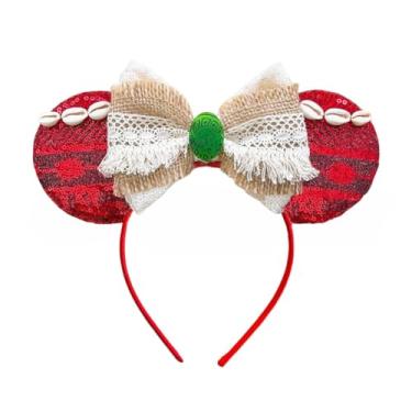 Imagem de Acessórios de fantasia Moana para meninas - colar, faixa de cabeça, acessórios de fantasia para Halloween, lembrancinhas de festa de Natal para crianças, Vermelho 1, Tamanho Único