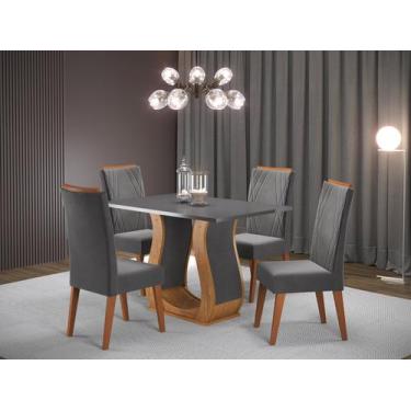 Imagem de Mesa de Jantar Retangular Nubia com 4 Cadeiras Madeira Maciça Vegas - 