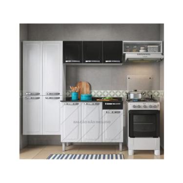 Imagem de Cozinha Compacta Itatiaia Rose - 7 Portas Aço, Branco,Preto