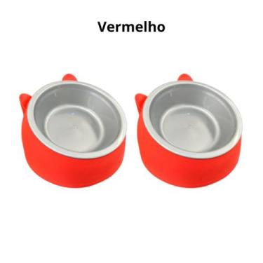 Imagem de Kit 2 Comedouro ergonômico orelha gatinho 2 em 1 postura correta - 2d 