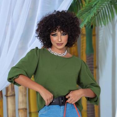 Imagem de Blusa Feminina Manga Comprida Camisa Social Cropped Duna - Fabi Shop, 